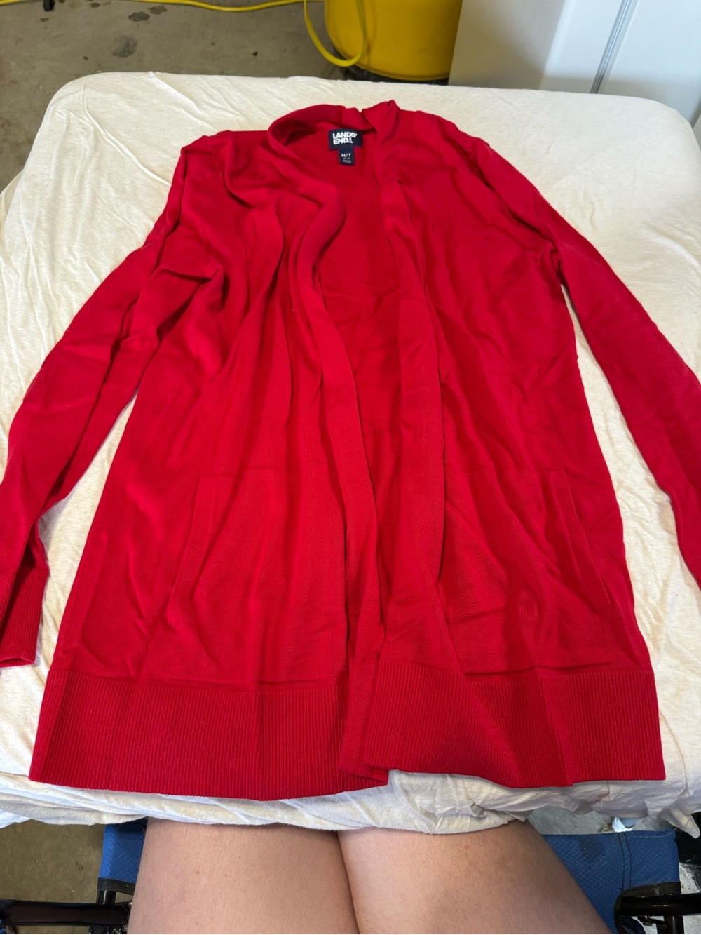 Lands' End Bright Red Open-Front Women's Cardigan